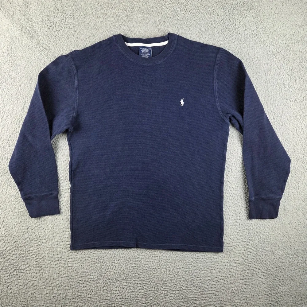 Polo Ralph Lauren‎ Waffle Knit Thermal Shirt Mens 2XL Blue White Pony Sleepwear